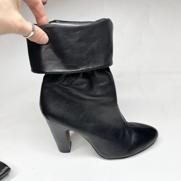 Market 22 Palmer Black Leather Heeled Ankle Boots Genuine Leather Size 39 / 8 - Picture 2 of 14